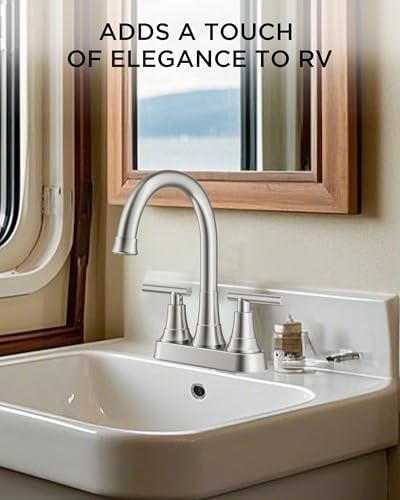 FORIOUS Brushed Nickel Bathroom Faucet 3 Holes, Widespread Bathroom Faucets | 8 In Widespread Bthroom Sink Faucet Brushed Nickel 3 Hole with 360° Swivel Gooseneck, 2 Handle Farmhouse Restroom Renovation - color: Stainless Steel