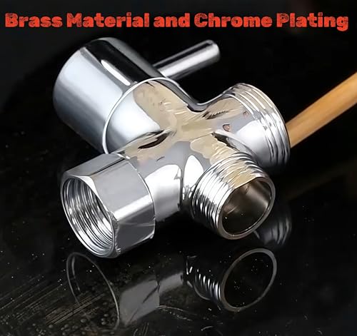 Sink Faucet Switch Valve Brass 3-Way Diverter Splitter G1/2 Adaptor - color: Metal Sliver