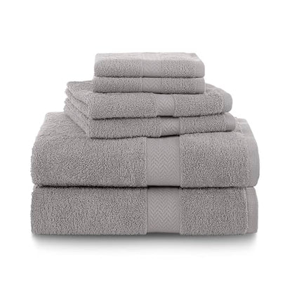 Martex 6-Piece 100% Ringspun Cotton Towel Set, Silver | Quick Dry, Super Absorbent & Soft, Lightweight, 2 Bath, 2 Hand, 2 Wash Cloths - color: Silver