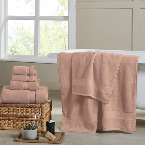 Modern Threads Luxury 6-Piece Quick-Dry Towel Set – Plush & Ultra-Absorbent for Spa-Like Experience, Clay - color: Clay