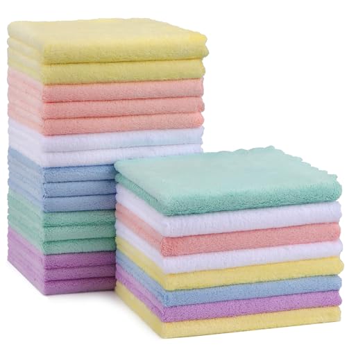 HOMEXCEL Baby Washcloths 24 Pack Microfiber Coral Fleece 11.5 x 11.5 Inch | Absorbent, Gentle on Sensitive Skin, for Newborn Infants & Toddlers, Soft Baby Bath Face Towel & Wash Cloths, Multicolor - color: Multicolor, size: 11.5" x 11.5"-24 Pack