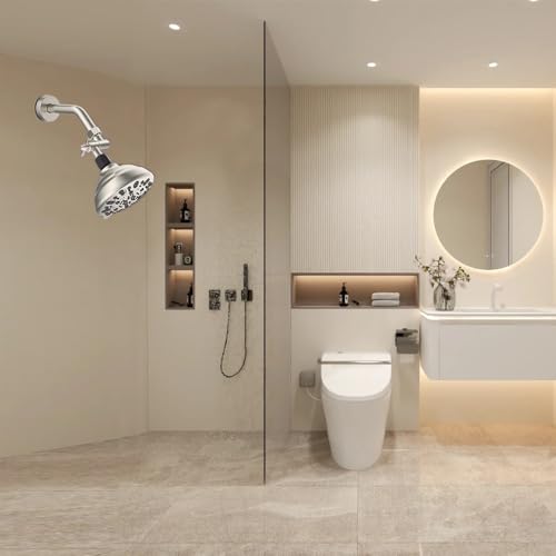 All Metal Adjustable Shower Angle Adapter, 360° Adjustable Swivel Shower Head Elbow Adapter, Shower Head Extension Adapter, Shower Arm Extension for Fixed Rain Showerhead, Brushed Nickel