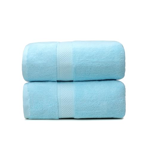 Fluffy Cotton Bath Towels Set650GSM,2-Piece Set, Thickened and Enlarged(31.5x63 inches),Super Absorbent,Soft,Suitable for Hotel, Bathroom, Swimming Pool, SPA,Gift (Sky Blue) - color: Sky Blue, size: Bath Towel 31.5 x 63 inches