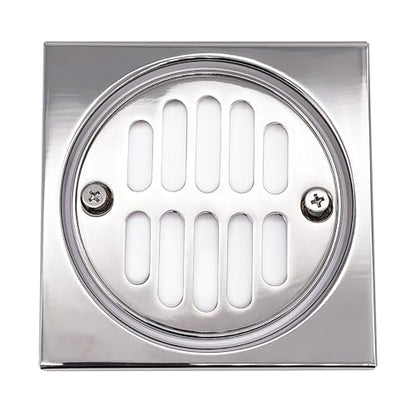 Westbrass R313-26 Square Brass Shower Tile with Round Strainer Grid Drain Cover and Crown Ring, Polished Chrome - color: Polished Chrome, size: 1-Pack