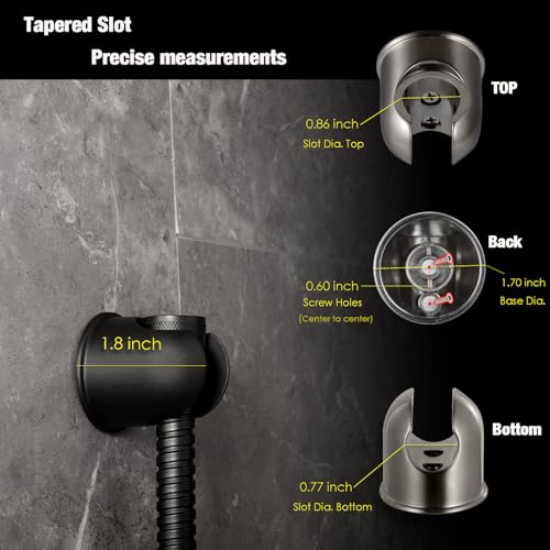 Hand held Shower Wand Holder - All Metal- 2 Ways Installation - Bathroom Wall mounted for Permanent Fixture, Minimal Shower bracket Holder - Matte Black - color: Matte Black