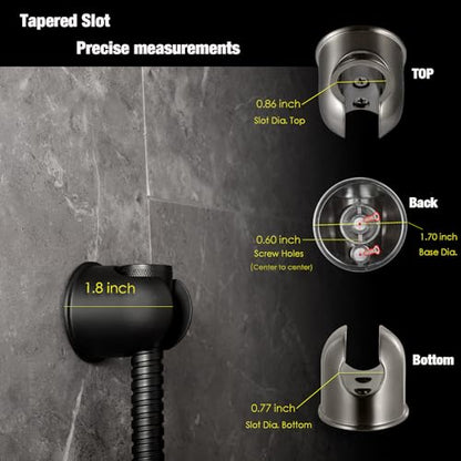 Hand held Shower Wand Holder - All Metal- 2 Ways Installation - Bathroom Wall mounted for Permanent Fixture, Minimal Shower bracket Holder - Matte Black - color: Matte Black
