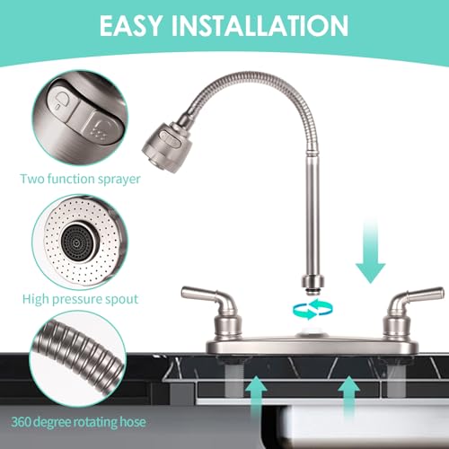 RV Kitchen Faucet Non-Metallic, Flexible Spout for Campers, Motorhomes, Travel Trailers (Brushed Nickled) - color: Brushed Nickled