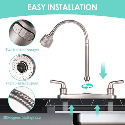 RV Kitchen Faucet Non-Metallic, Flexible Spout for Campers, Motorhomes, Travel Trailers (Brushed Nickled) - color: Brushed Nickled
