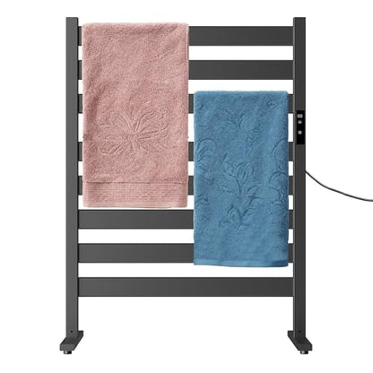 Verida Towel Warmer for Bathroom, Heated Towel Rack, Upgraded Extra-Wide Heating Area, Built-in Timer and Temperature Adjustment, Large Free-Standing Heated Towel Racks, Black 8 Bar Large - color: Matte Black, size: Large