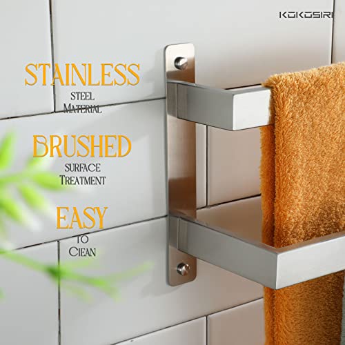 KOKOSIRI Hand Towel Bars 16 Inches Bathroom 2-Tiers Ladder Towel Rails Towel Holders Wall Mounted Towels Shelves Rack Brushed Stainless Steel, B5008BR-L16 - color: Brushed Nickel, size: 16-Inch