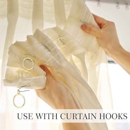 Maitys 100 Pcs Metal Curtain Rings with Eyelet 1.5-inch Inner Diameter Eyelet Curtain Rings for Drapery Clips Hooks for Sliding Window Bathroom Door Shower Rod (Gold) - color: Gold