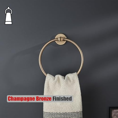 JQK Towel Ring Champagne Bronze, 304 Stainless Steel Hand Towel Holder for Bathroom Wall Mount, TR130-CB - color: Champagne Bronze