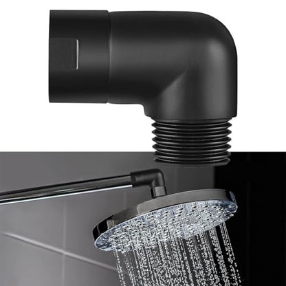 Shower Head Extension Arm 90 Degree Elbow Adapter Solid Brass Matte Black - Adjustable Swivel Ball Connector for Handheld Showerhead - Standard 1/2 Inch NPT Fitting