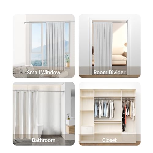 Mcrbeay Shower Curtain Rod, 1" Diameter Heavy Duty Tension Shower Rod, Non Slip Adjustable 28-46 inch No Drilling Shower Curtain Rods Spring Tension For Bathroom, Shower Stall, No Rust, Silver - color: Silver, size: 28-46 Inches