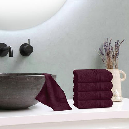 BOUTIQUO Ultra Soft Cotton Washcloths, Contains 12 Piece Face Cloths 12x12 inch, Ideal for Everyday use Face Towels, Compact & Lightweight Multi Purpose Washcloths - Burgundy - color: Burgundy, size: Washcloths - Set of 12