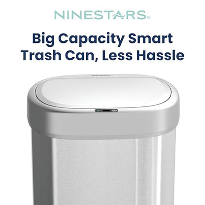 Ninestars DZT-80-24 Automatic Motion Sensor Trash Can with Adjustable Sensor Range, Stainless Steel Base, Silver Lid, 21 Gallon