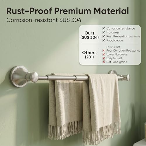 Towel Racks for Bathroom Wall Mounted Bath Towel Bar Brushed Nickel | Adjustable 16-26 In, Wall Mounted Towel Holder, Stainless Steel, Rustproof, Towel Bar Rod Hanger Hardware Accessories Hotel - color: Brushed Nickel