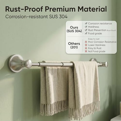 Towel Racks for Bathroom Wall Mounted Bath Towel Bar Brushed Nickel | Adjustable 16-26 In, Wall Mounted Towel Holder, Stainless Steel, Rustproof, Towel Bar Rod Hanger Hardware Accessories Hotel - color: Brushed Nickel