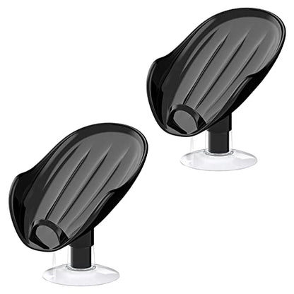 NPET Not Punched Self Draining Plastic Soap Dish Holder with Enlarged Suction Cup,Portable Soap Tray for Bathroom Shower, Kitchen Sink, Save Space and Soap (2, 2 Black) - color: 2 Black