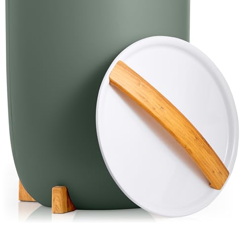 Zadro Large Hot Towel Warmer Bucket Timer Electric Towel Warmer for Bathroom Auto-Shut Off Heated Towel Warmer Spa (Large | 20L | 12" Dia. x 21" Tall, Bamboo/Dark Green) - color: Bamboo/Dark Green