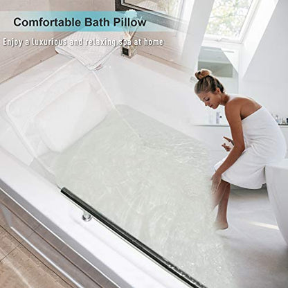 OMYSTYLE Full Body Bath Pillow, Bath Pillows for tub with Mesh Washing Bag & 21 Non-Slip Suction Cups, Spa Bathtub for Head Neck Shoulder and Back Support - 5D Air Mesh & Quick Drying - color: White