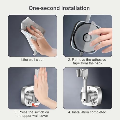 2 Pcs Shower Head Holder Suction Cup, 360° Adjustable Hand Held Shower Head Holder Wall Mount, Removable No Drill Tool Free Installation in Seconds