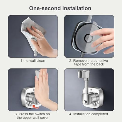 2 Pcs Shower Head Holder Suction Cup, 360° Adjustable Hand Held Shower Head Holder Wall Mount, Removable No Drill Tool Free Installation in Seconds