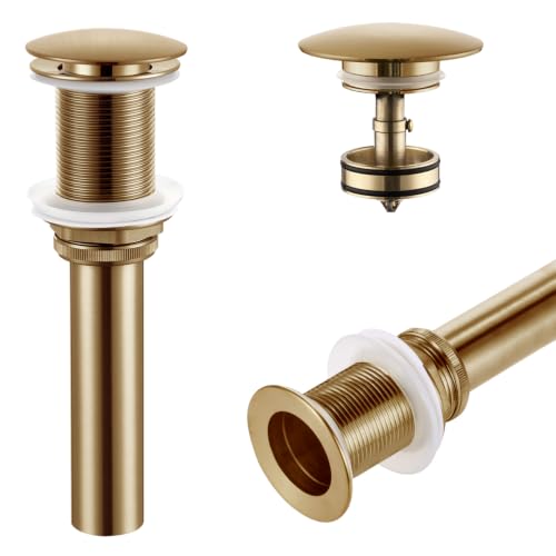 KOKOSIRI Pop Up Sink Drain with Strainer Basket, Bathroom Sink Drain with Detachable Hair Catcher Anti Clogging for Vanity Vessel Sink Without Overflow, Champagne Bronze C1002CPG - color: Champagne Bronze