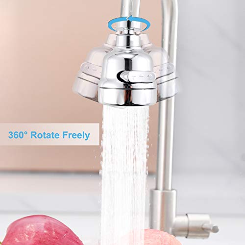 Faucet Sprayer Attachment, Rotate Swivel Water Saving Tap Aerator, Kitchen Faucet Head Replacement, 3 Mode Adjustable Faucet Extender for Kitchen, Bathroom