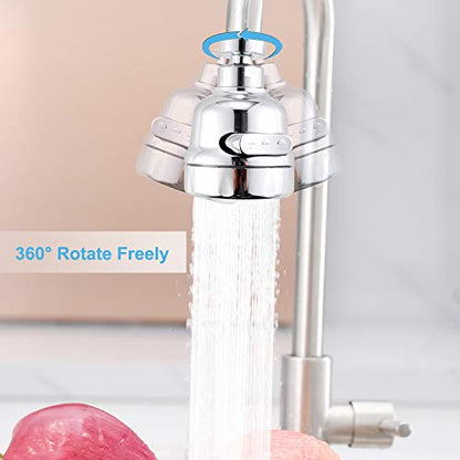 Faucet Sprayer Attachment, Rotate Swivel Water Saving Tap Aerator, Kitchen Faucet Head Replacement, 3 Mode Adjustable Faucet Extender for Kitchen, Bathroom