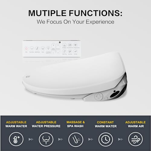 Elongated Bidet Toilet Seat X5, Electric Heated Bidet with Soft Close, Bidet Attachment for Toilet Warm Water with Air Purification