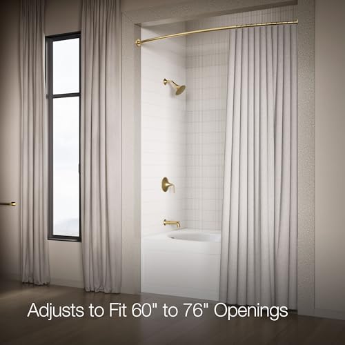 KOHLER K-9351-2MB Expanse Curved Shower Rod, Contemporary Design, Adjustable Fit 60-76", Vibrant Brushed Moderne Brass - color: Vibrant Brushed Moderne Brass