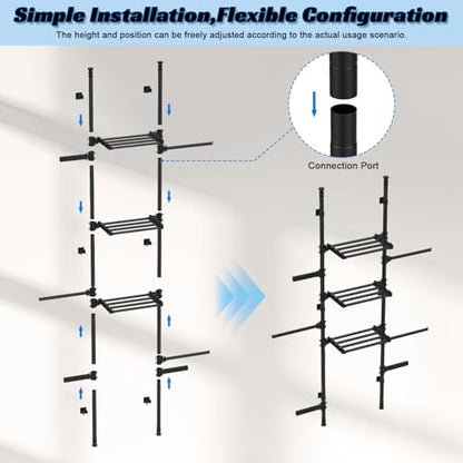 New 4-Tier Over The Toilet Storage Shelf, Adjustable Standing Bathroom Organizer, Heavy Duty Above Behind Toilet Laundry Space-Saving Shelving for Small Rooms, No Drill, 75.2"-131.89" Height 3