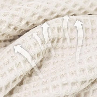 Waffle Bath Towels Set of 2 (Mist White) – Cotton, Quick Dry, Low Lint | 31” x 62” Large Towels for Bathroom Shower Spa Pool - color: Mist White