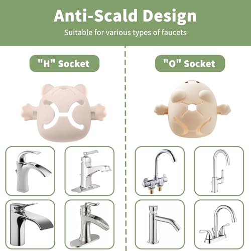 Silicone Animal Faucet Extender for Kids, Bathroom Sink, Kitchen, Bathtub Extension, 4.7x2.8 inches (Green, Bear)