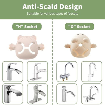 Silicone Animal Faucet Extender for Kids, Bathroom Sink, Kitchen, Bathtub Extension, 4.7x2.8 inches (Green, Bear)