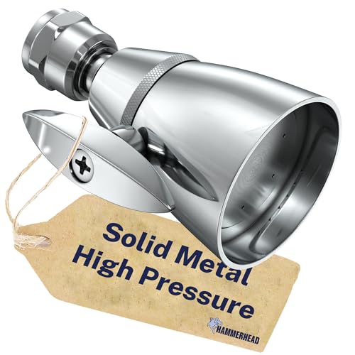 HammerHead Showers® Solid Metal 2 Inch High Pressure Shower Heads - CHROME – 2.5 GPM Shower Heads High Pressure - High Flow Shower Head with ADJUSTABLE SPRAY PATTERN - Fixed Shower Head - color: Chrome, size: 2.5 GPM Standard