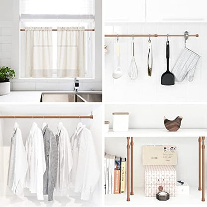 Spring Tension Curtain Rods Short Tension Rod (Wood, 16" to 28"-2Pcs, Optimum Scope of Application 16 to 24 inch, Can't Hang Heavy Curtains) - color: Wood, size: 16" to 28"-2Pcs