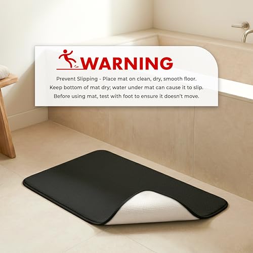 American Soft Linen 21x32 Fluffy Foamed Slip Reducer Bath Rug, Machine Washable Area Bath Mat Rugs for Bathroom, Black - color: Black, style: 21x32" Fluffy Foamed Bath Mat