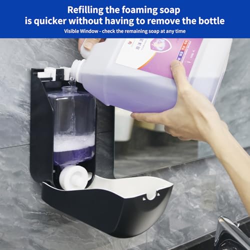 Manual Foaming Soap Dispenser, 1000ml, Space Black | No-Drill, Wall Mounted, Large Viewing Window, Super Easy Refills, Commercial & Home - color: Space Black