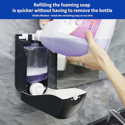 Manual Foaming Soap Dispenser, 1000ml, Space Black | No-Drill, Wall Mounted, Large Viewing Window, Super Easy Refills, Commercial & Home - color: Space Black