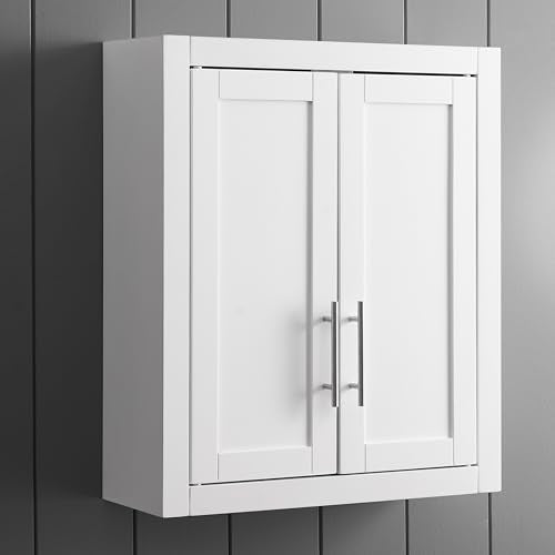 Crosley Furniture Savannah Wall Mounted Bathroom Storage Medicine Cabinet with Shelves, Snow - color: Snow, style: Wall Cabinet