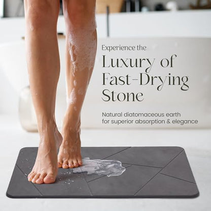 Quick Dry Shower Stone Bath Mat, Super Absorbent & Non-Slip 24 x 16 Inch Diatomaceous Earth Mat, Durable & Easy to Clean Diatomite Bath Mat for Bathroom Floor/Kitchen (River Silt) - color: River Silt
