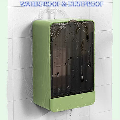 HANCELANT Bathroom Soap Dishes, 2 Pack Bar Soap Holder with Drain Wall Mounted Soap Box for Shower, Bathroom, Kitchen Sink, Keep Soap Bars Dry, Waterproof Dustproof, No Drilling, Adhesive Include - color: White+green