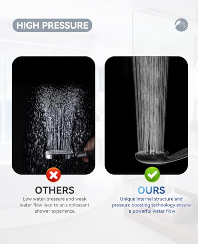 JDO Shower Head with Handheld, High Pressure Handheld Shower Head 9 Settings, Detachable Shower Head Set with Stainless Steel Hose and Shower Bracket (Matte Black) - color: Matte Black