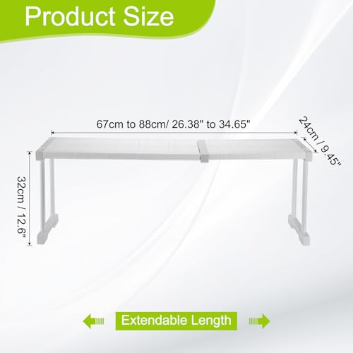HARFINGTON Expandable Cabinet Tension Shelf 26.38" to 34.65" Adjustable Cabinet Organizer 32" x 9.45" Flower Pattern Table Storage Rack for Wardrobe Cupboard Kitchen Bedroom - size: 67cm to 88cm