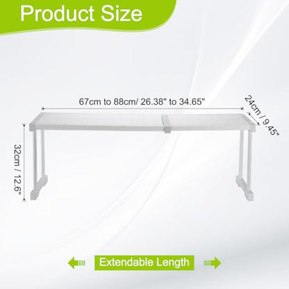 HARFINGTON Expandable Cabinet Tension Shelf 26.38" to 34.65" Adjustable Cabinet Organizer 32" x 9.45" Flower Pattern Table Storage Rack for Wardrobe Cupboard Kitchen Bedroom - size: 67cm to 88cm