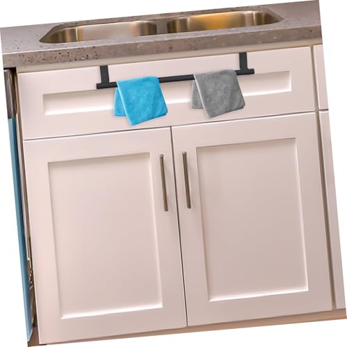 WOONEKY Stainless Steel Over Door Towel Rack Space-Saving Towel Holder for Bathroom and Kitchen and Stylish Cabinet Door Hanger for Multiple Finish