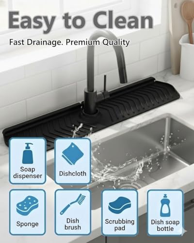 Stone Faucet Mat Sink Protector Absorbent Diatomite Drying Pad Water Splash Guard Countertop Quick Dry Non Slip Resistant Kitchen Bathroom Laundry SinkMat 30"