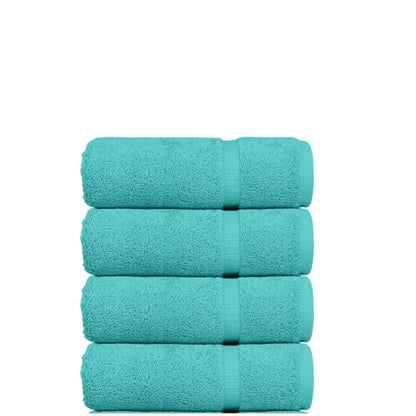 Luxury Hotel & Spa Ultra Soft Hand Towels 100% Turkish Cotton - Aqua Blue - Set of 4 - color: Aqua Blue, size: Hand Towel - Set of 4